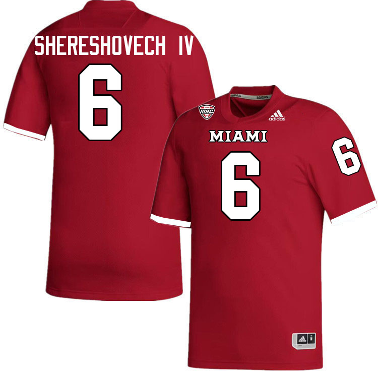 Miami University Redhawks #6 Eli Shereshovech IV College Football Jerseys Stitched-Red